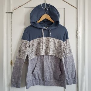 Nursing Sweater Breastfeeding Top Leisure Wear Blue Gray L